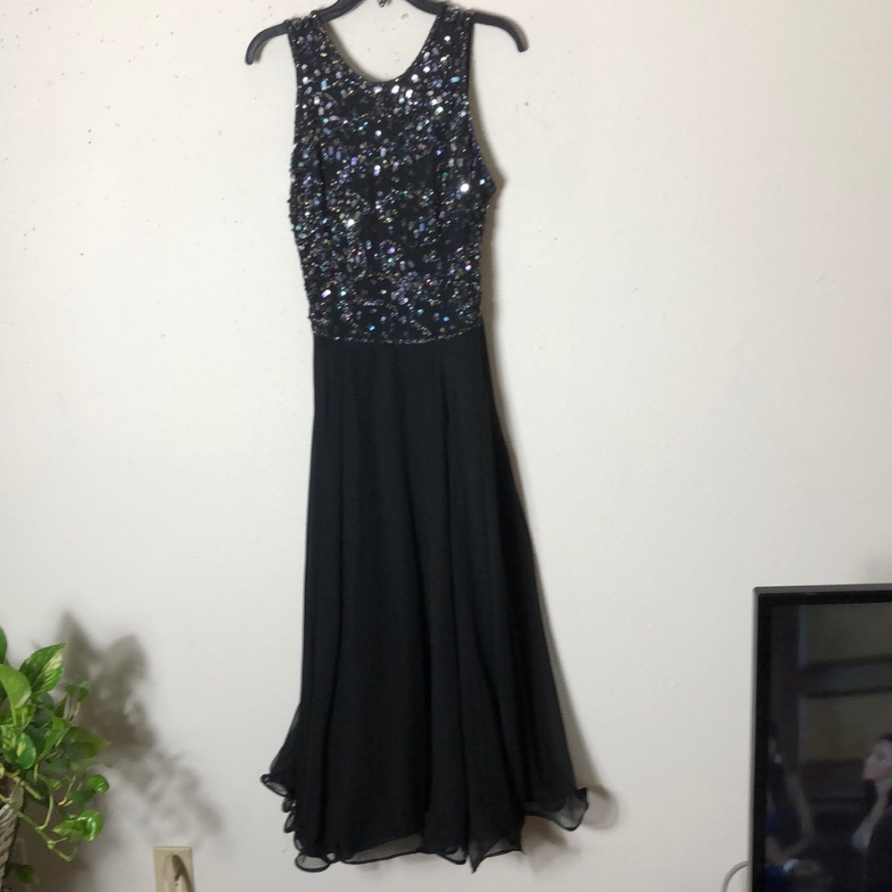 Riazee boutique Cocktail Silk Sequins Beaded Evening Gown S